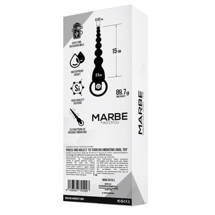 Marbe Anal Chain with Vibration USB Silicone - T-109 - Teknashop Ltd