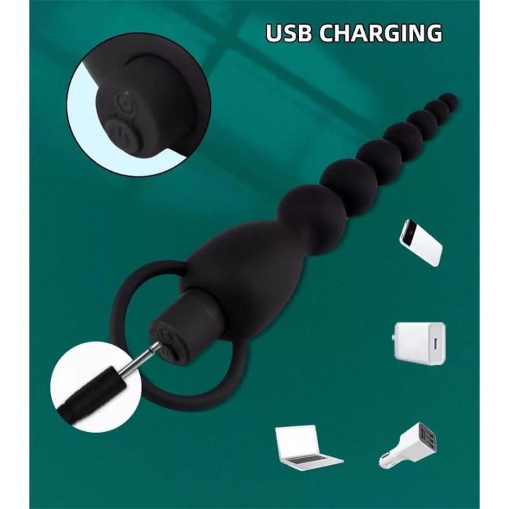 Marbe Anal Chain with Vibration USB Silicone - T-109 - Teknashop Ltd