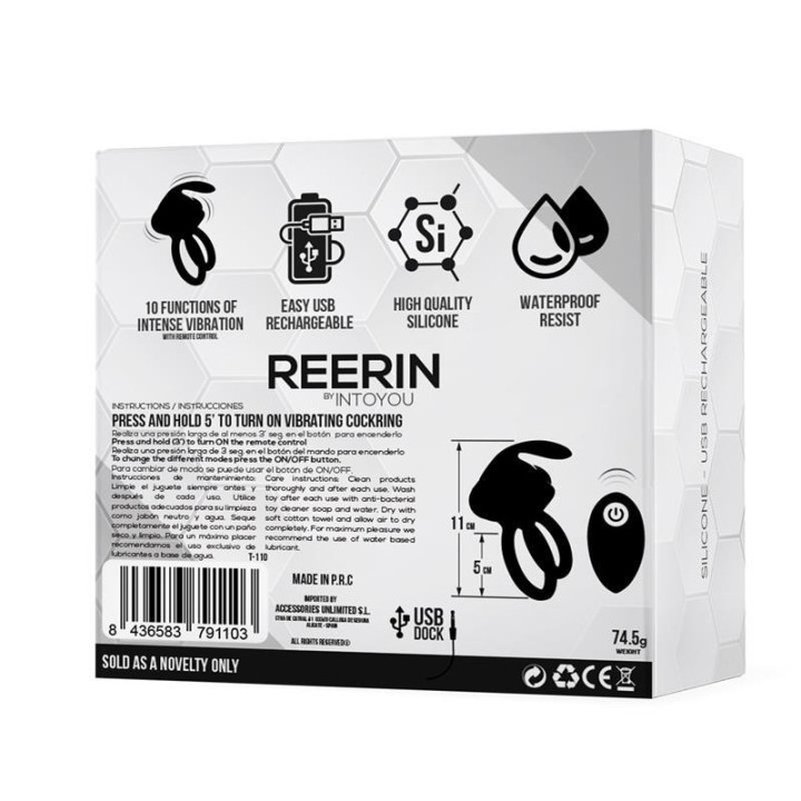 Reerin Dual Vibrating Ring USB Remote Control USB Silicone - T-110 - Teknashop Ltd