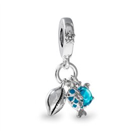 PANDORA Mod. FISH, SEA TURTLE & CONCH TRIPLE DANGLE CHARM - WW.791697C01 - Teknashop Ltd