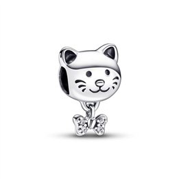 PANDORA Mod. MOMENTS PET CAT & BOW CHARM - WW.792255C01 - Teknashop Ltd