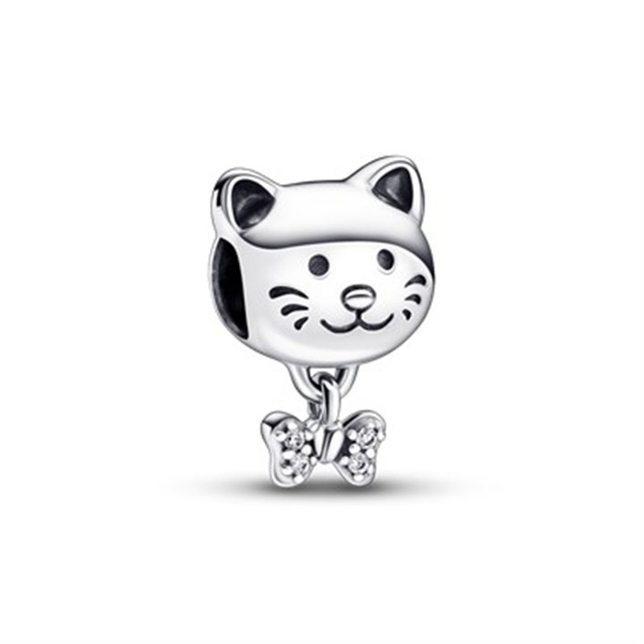 PANDORA Mod. MOMENTS PET CAT & BOW CHARM - WW.792255C01 - Teknashop Ltd