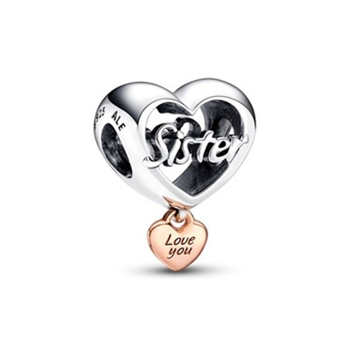 PANDORA Mod. MOMENTS LOVE YOU SISTER HEART CHARM - WW.782244C00 - Teknashop Ltd