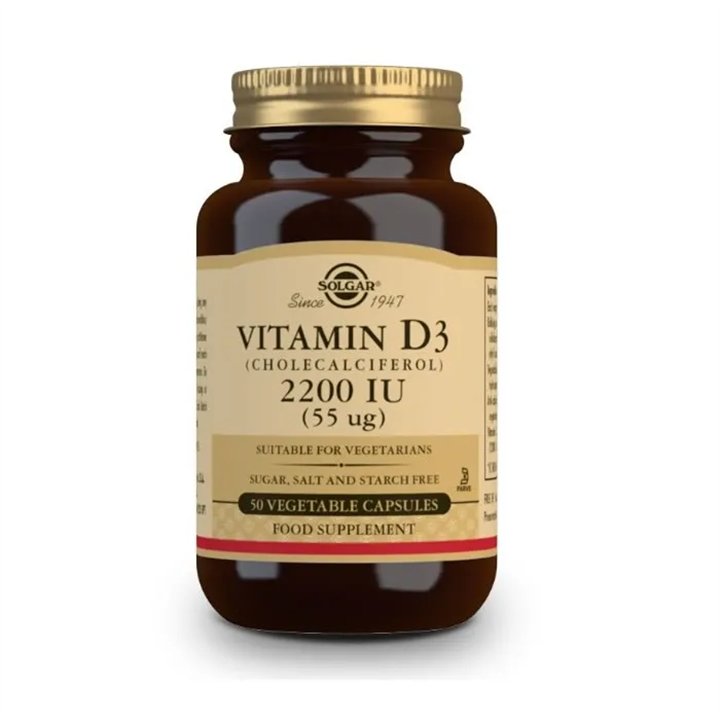 Solgar Vitamin D3 2200 IU (55 mcg) 50 Capsules - unisex - Teknashop Ltd