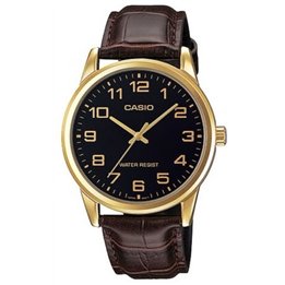 CASIO COLLECTION Mod. ONLY TIME GOLD, LEATHER - BLACK - WW.MTP-V001GL-1BUDF - Teknashop Ltd