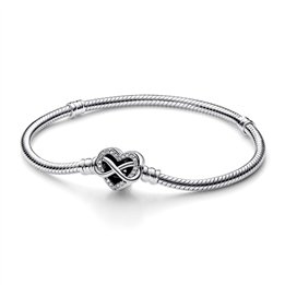 PANDORA Mod. SPARKLING INFINITY HEART CLASP SNAKE CHAIN BRACELET - WW.592645C01-19 - Teknashop Ltd