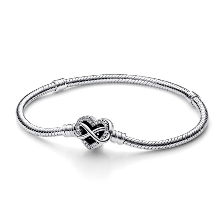 PANDORA Mod. SPARKLING INFINITY HEART CLASP SNAKE CHAIN BRACELET - WW.592645C01-19 - Teknashop Ltd