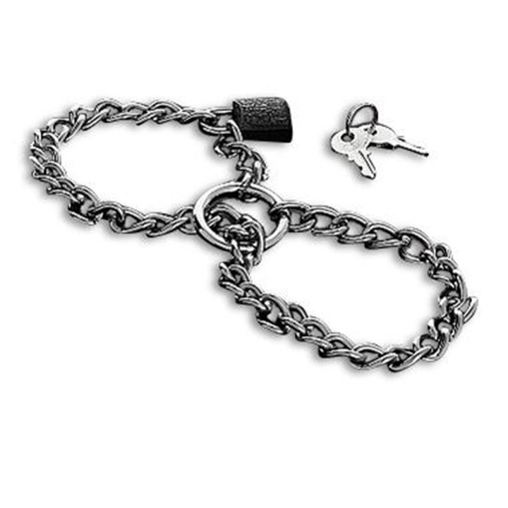 METAL HARD - HANDCUFFS WITH STAINLESS STEEL CHAIN. - D-224979 - Teknashop Ltd