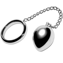 METAL HARD - COCK RING 45MM + CHAIN WITH METAL BALL - D-205356 - Teknashop Ltd