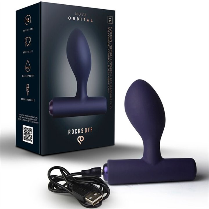 ROCKS-OFF - NOVA ORBITAL RECHARGEABLE PREMIUM & POWERFUL ANAL PLUG 16 FUNCTION BLUE - D-245851 - Teknashop Ltd