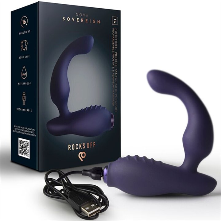 ROCKS-OFF - NOVA SOVEREIGN RECHARGEABLE PROSTATE & PERINEUM MASSAGER 16 FUNCTION BLUE - D-245850 - Teknashop Ltd