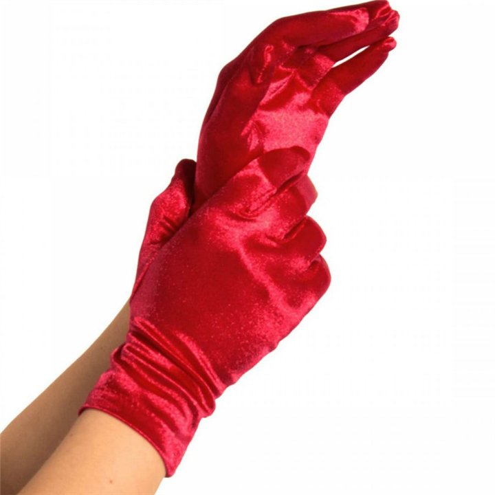 LEG AVENUE - SATIN GLOVES RED - D-218063 - Teknashop Ltd