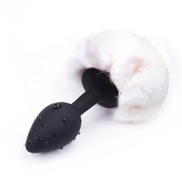 Butt Plug with Pompon White Size S - K-843658379265 - Teknashop Ltd
