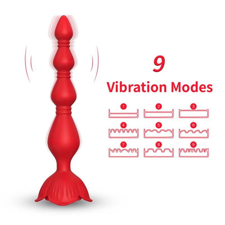 Vibrating Anal Beads with Rose Base - 8436626093102 - Teknashop Ltd