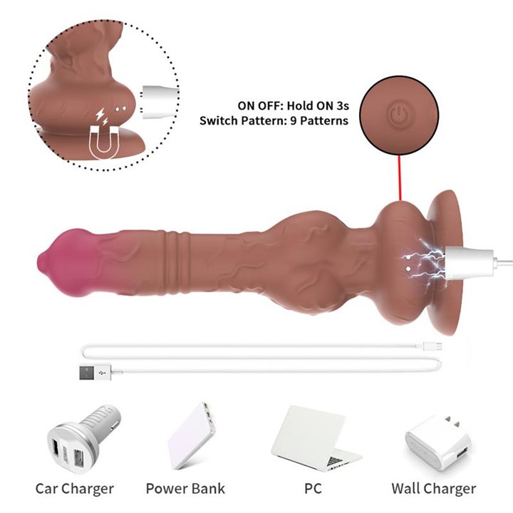 Thrusting and Vibrating Dildo 22.5 cm - 8436626092334 - Teknashop Ltd