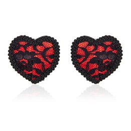 Nipple Covers with Lace Black/Red - 843658379387 - Teknashop Ltd