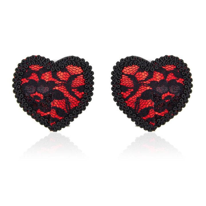 Nipple Covers with Lace Black/Red - 843658379387 - Teknashop Ltd