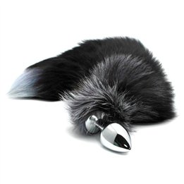 Black And White Fox Tail Plug L - A-70435 - Teknashop Ltd