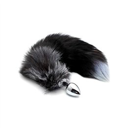 Black And White Fox Tail Plug M - A-70434 - Teknashop Ltd