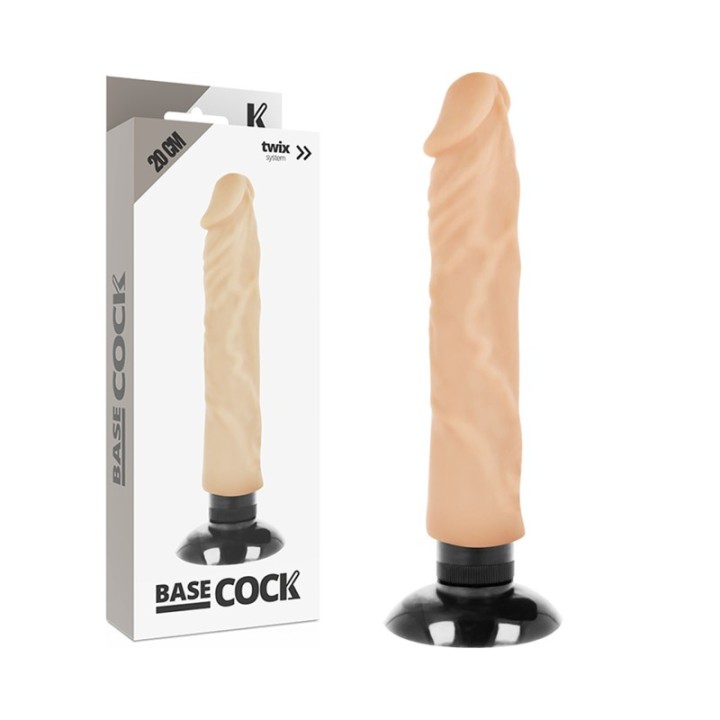 BASECOCK - REALISTIC VIBRATOR 2-1 FLESH 20 CM -O- 4 CM - D-223029 - Teknashop Ltd