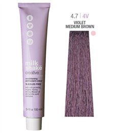 Milk Shake, Creative, SLS/SLES-Free, Permanent Hair Dye, 4.74V Violet Medium Brown, 100 ml - Teknashop Ltd