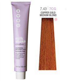 Milk Shake, Creative, SLS/SLES-Free, Permanent Hair Dye, 7.437CG Medium Copper Golden Blond, 100 ml - Teknashop Ltd