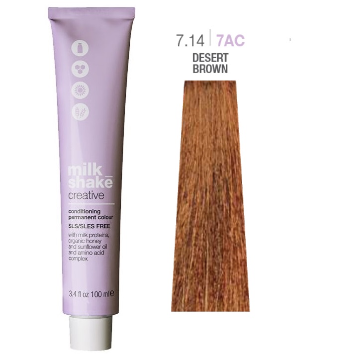 Milk Shake, Creative, SLS/SLES-Free, Permanent Hair Dye, 7.147AC Desert Brown, 100 ml - Teknashop Ltd