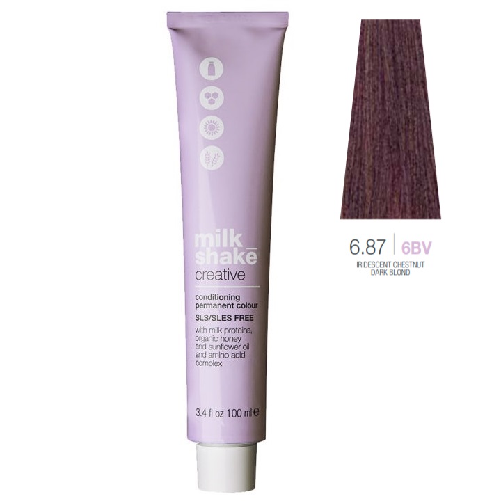 Milk Shake, Creative, SLS/SLES-Free, Permanent Hair Dye, 6.876BV Iridescent Chestnut Dark Blond, 100 ml - Teknashop Ltd