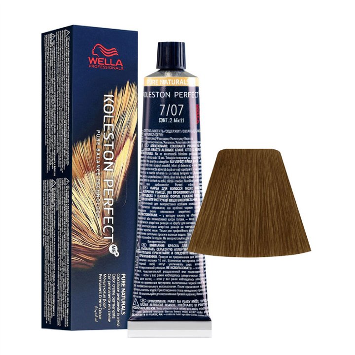 Wella Professionals, Koleston Perfect Me+, Permanent Hair Dye, 7/07 Medium Blonde Natural Chestnut, 60 ml - Teknashop Ltd