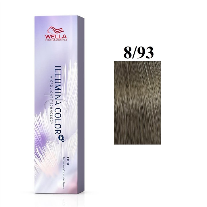 Wella Professionals, Illumina Color Me+, Permanent Hair Dye, 8/93 Light Blonde Golden Blue, 60 ml - Teknashop Ltd