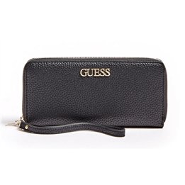Guess, Alby, Textile Wallet, SLG Large Zip, Black, For Women - Teknashop Ltd