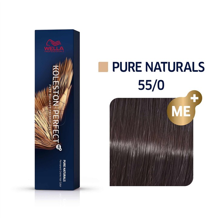 Wella Professionals, Koleston Perfect Me+, Permanent Hair Dye, 55/0 Light Chestnut Natural Intense, 60 ml - Teknashop Ltd