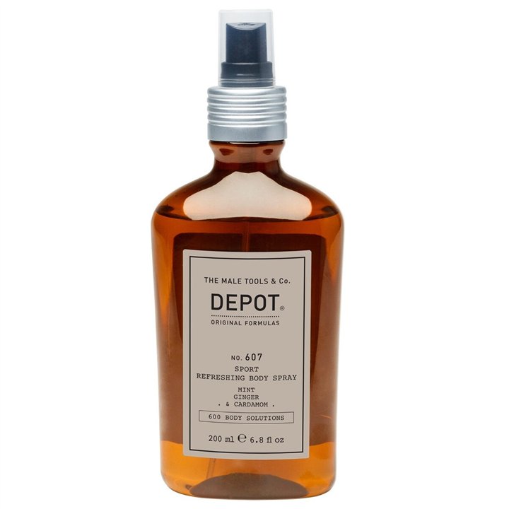 Depot, 600 Body Solutions No. 607, Botanical Complex, Refreshing, Body Spray, For Face & Body, Mint, Ginger & Cardamom, 200 ml -