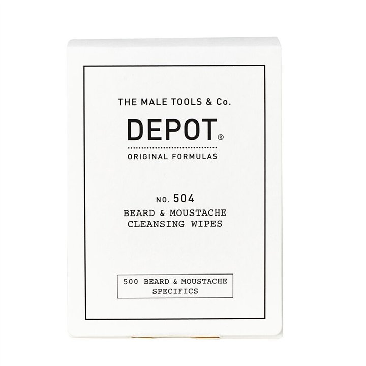 Set, Depot, 500 Beard & Mustache Specifics No. 504, Beard & Moustache Cleansing Wipes, 12 pcs - Teknashop Ltd