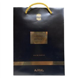 Ajmal, Amber Wood, Shopping, Cardboard Shopping Bag, Paper, Black - Teknashop Ltd