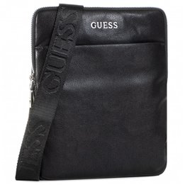 Guess, Scala, Flat Top Zip, Textile Crossbody Bag, Black, For Men - Teknashop Ltd