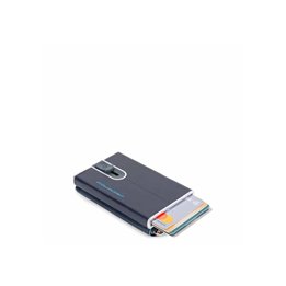 Piquadro, Blue Square, Leather Card Holder, Square Sliding System with Zipped Coin Pocket, PP5359B2R-BLU2, Blue, For Men - Tekna