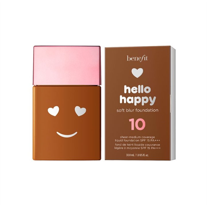Benefit, Hello Happy Soft Blur, Matte Finish, Liquid Foundation, 10, Deep Warm, SPF 15, 30 ml - Teknashop Ltd