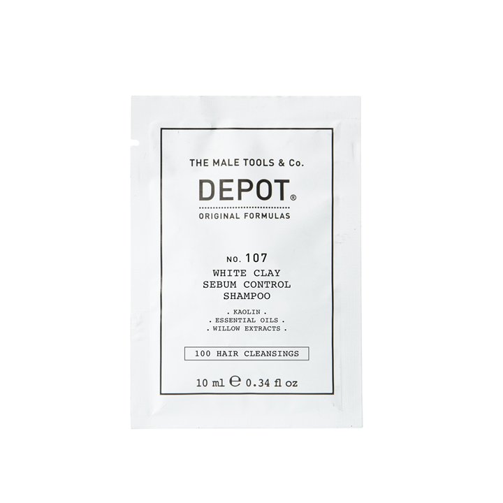 Depot, 100 Hair Cleansing No. 107, Kaolin, Hair Shampoo, For Regulation Of Excessive Sebum, 10 ml - Teknashop Ltd
