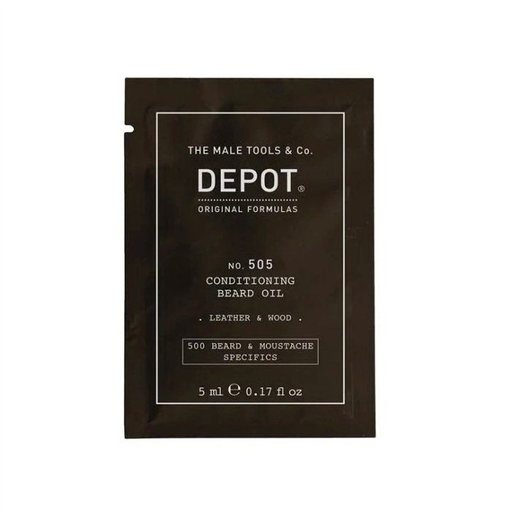 Depot, 500 Beard & Mustache Specifics No. 505, Beard Oil, Leather & Wood, Vitamin E, For Shine & Softness, 5 ml - Teknashop Ltd