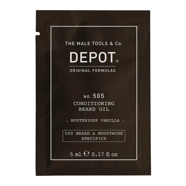 Depot, 500 Beard & Mustache Specifics No. 505, Beard Oil, Misterious Vanilla, Vitamin E, For Shine & Softness, 5 ml - Teknashop 