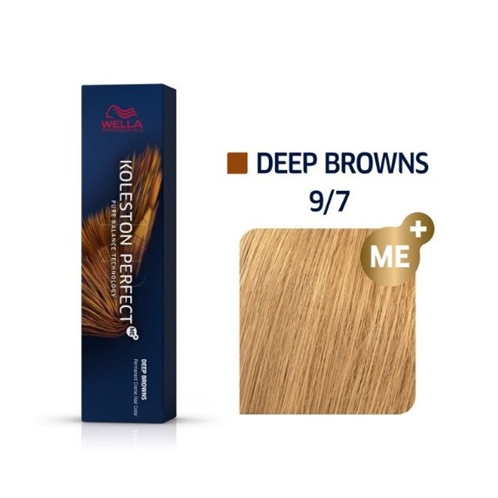 Wella Professionals, Koleston Perfect Me+, Permanent Hair Dye, 9/7 Bright Blond Chestnut, 60 ml - Teknashop Ltd