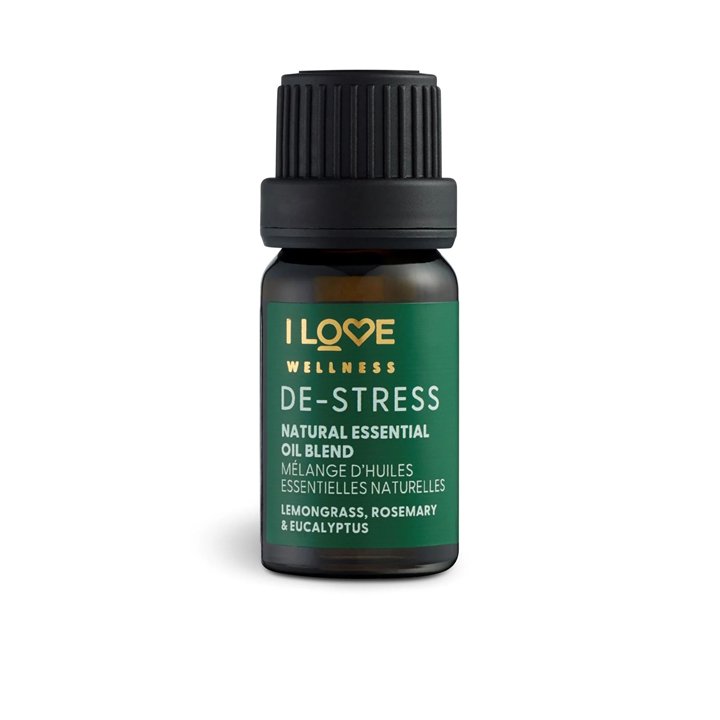 I Love, Wellness De-Stress, Lemongrass, Rosemary, Rucalyptus and Lavandin, Essential Oil, 10 ml - Teknashop Ltd