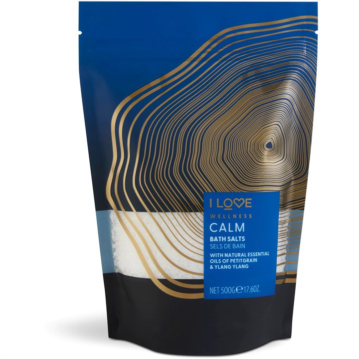 I Love, Wellness Calm, Essential Oils, Bath Salt, 500 g - Teknashop Ltd