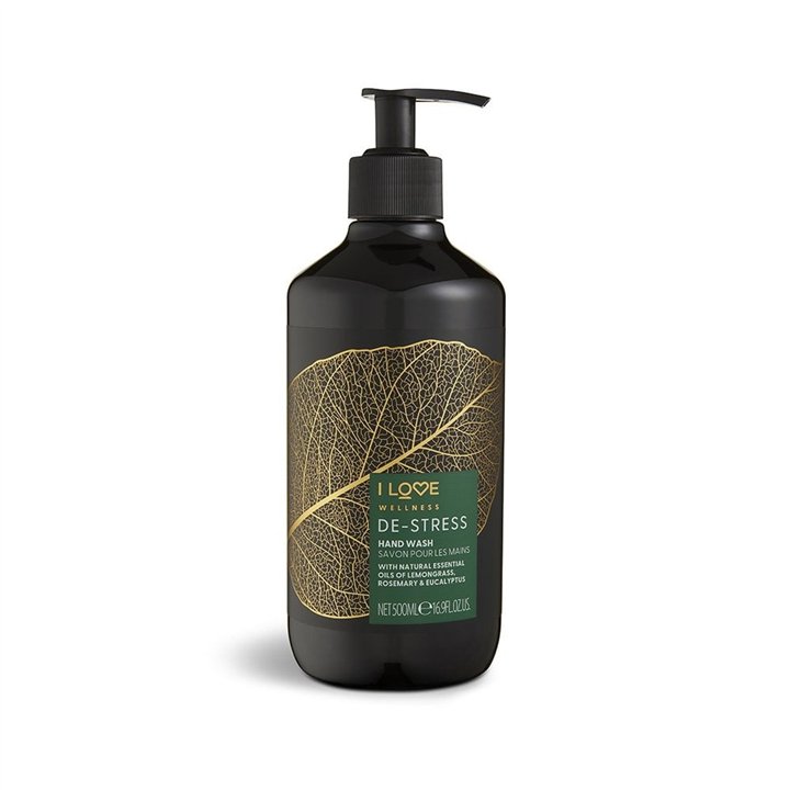 I Love, Wellness De-Stress, Lemongrass, Rosemary & Eucalyptus, Cleansing, Liquid Soap, For Hands, 500 ml - Teknashop Ltd