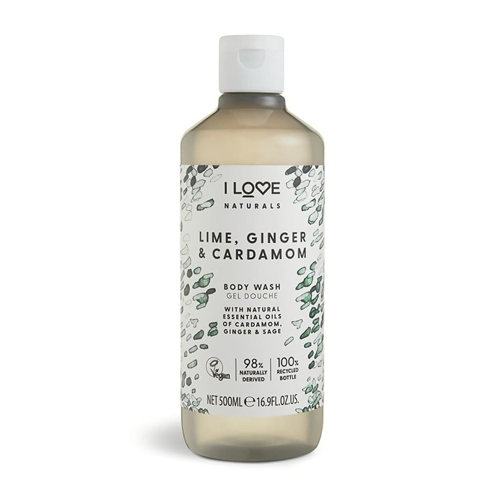 I Love, Naturals Collection, Vegan, Lime, Ginger & Cardamom, Hydrating, Shower Gel, For All Skin Types, 500 ml - Teknashop Ltd