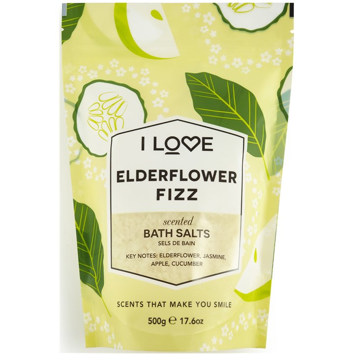 I Love, Signature Collection, Elderflower Fizz, Bath Salt, 500 g - Teknashop Ltd