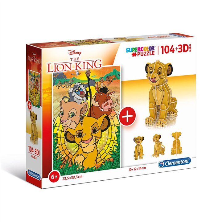 Clementoni, SuperColor, Lion King 3D, Puzzle, Unisex, 6+ years, 104 pcs - Teknashop Ltd