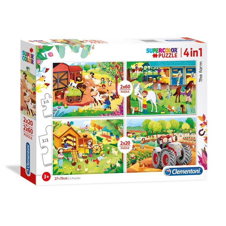 Clementoni, SuperColor 4 in 1, Jigsaw Puzzles 2 x 20 + 2 x 60 pcs - Teknashop Ltd