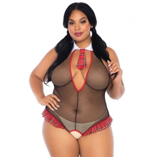 LEG AVENUE - SCHOOLGIRL CROTHLESS FITNESS TEDDY PLUS SIZE - D-225844 - Teknashop Ltd